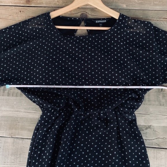Express: Black Sheer Dress w/ White Speckle Design - Picture 10 of 14